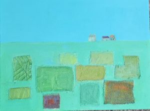 Aoibhneas oill and collage on canvas 16 x 12 ins.